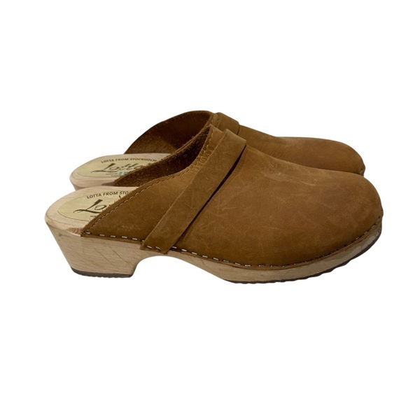 Lotta From Stockholm Shoes - Lotta from Stockholm Lottas Classic Swedish Clogs Camel Nubuck Leather 40 US 9.5